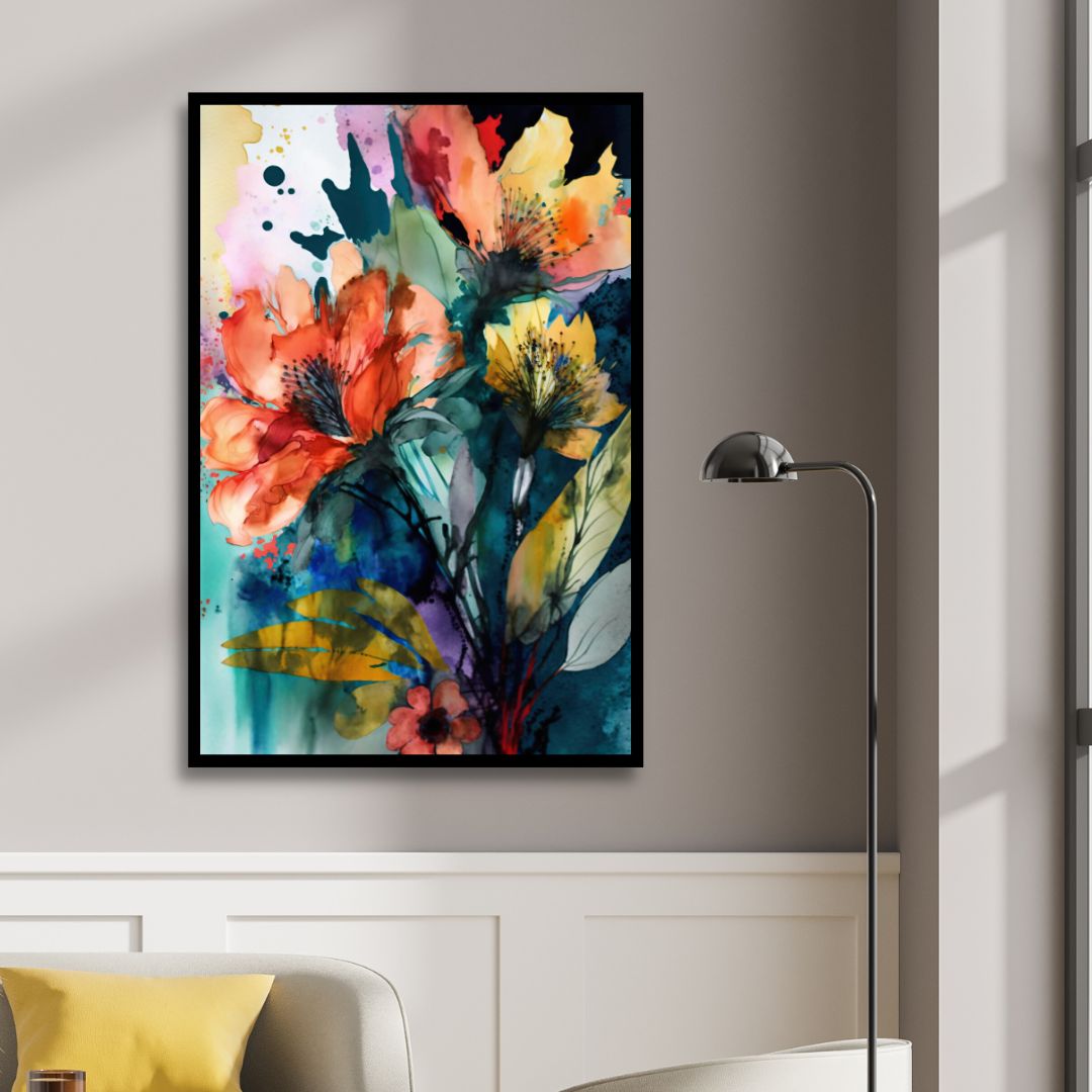 Vibrant Floral Abstract Oil Painting for Modern Home Decor