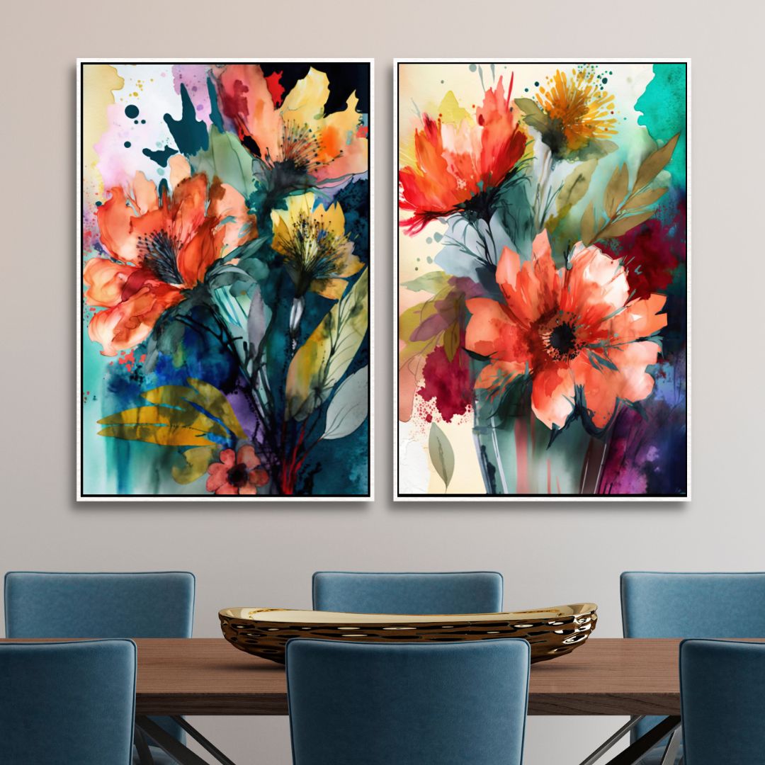 Vibrant Floral Abstract Oil Painting for Modern Home Decor