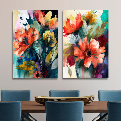 Vibrant Floral Abstract Oil Painting for Modern Home Decor