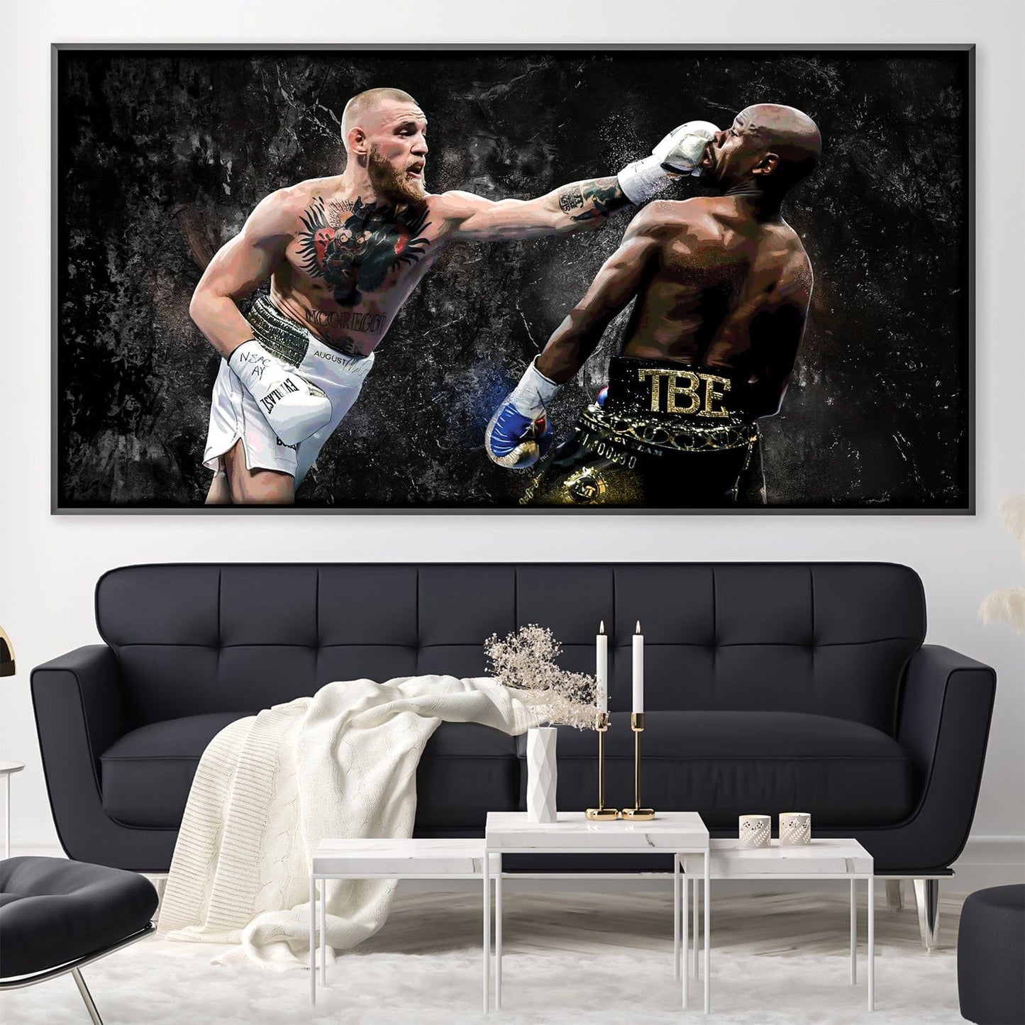 Epic Boxing Clash: Conor McGregor vs Floyd Mayweather Oil Painting