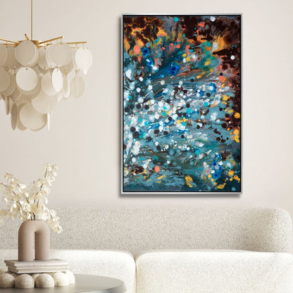 Vibrant Blue, Brown, and Yellow Abstract Oil Painting for Modern Home Decor