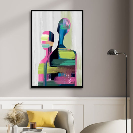 Colorful Contemporary Abstract Couple Oil Painting for Modern Home Decor