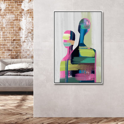 Colorful Contemporary Abstract Couple Oil Painting for Modern Home Decor