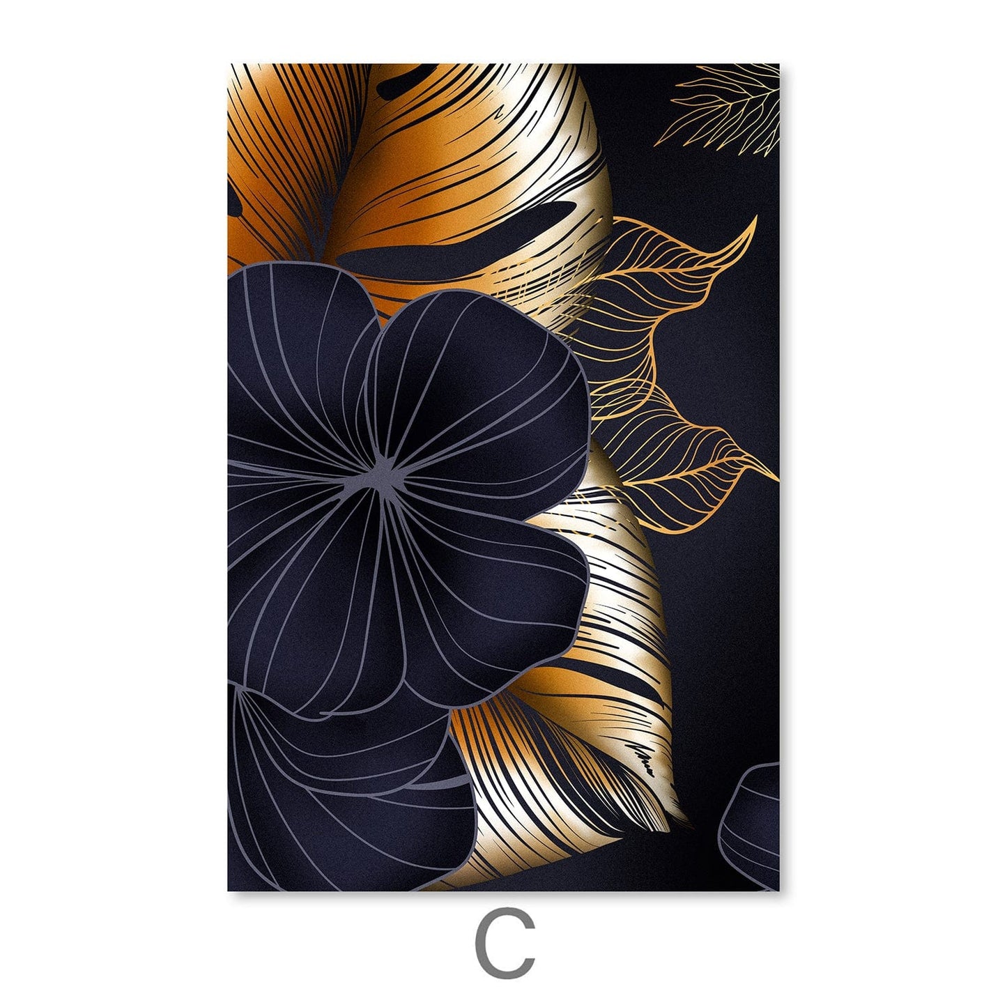 Elegant Floral Contrast Triptych Oil Painting for Modern Home Decor