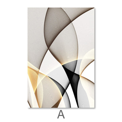 Elegant Black and Gold Abstract Waves Oil Painting for Modern Decor