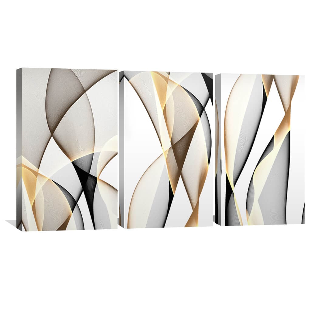 Elegant Black and Gold Abstract Waves Oil Painting for Modern Decor