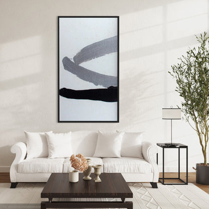 Modern Abstract Oil Painting of Dynamic Lines and Contrasting Tones