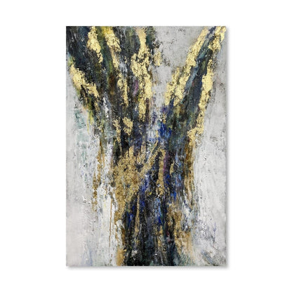 Abstract Gold-Infused Textured Oil Painting for Modern Home Decor