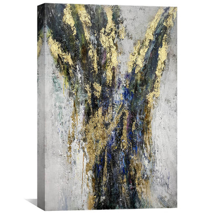 Abstract Gold-Infused Textured Oil Painting for Modern Home Decor