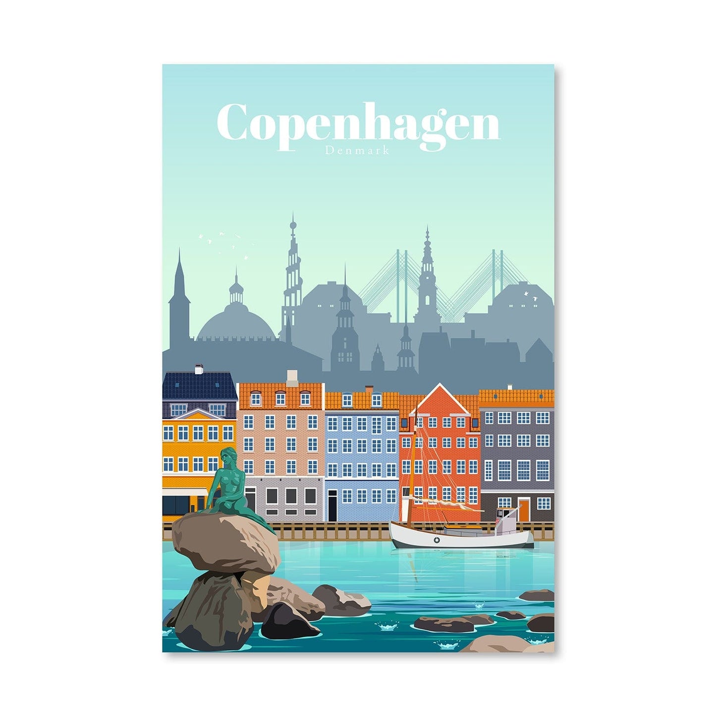 Scenic Copenhagen Oil Painting - Vibrant Waterfront View of Denmark