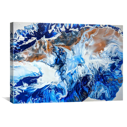 Stunning Blue and Copper Abstract Oil Painting for Modern Home Decor