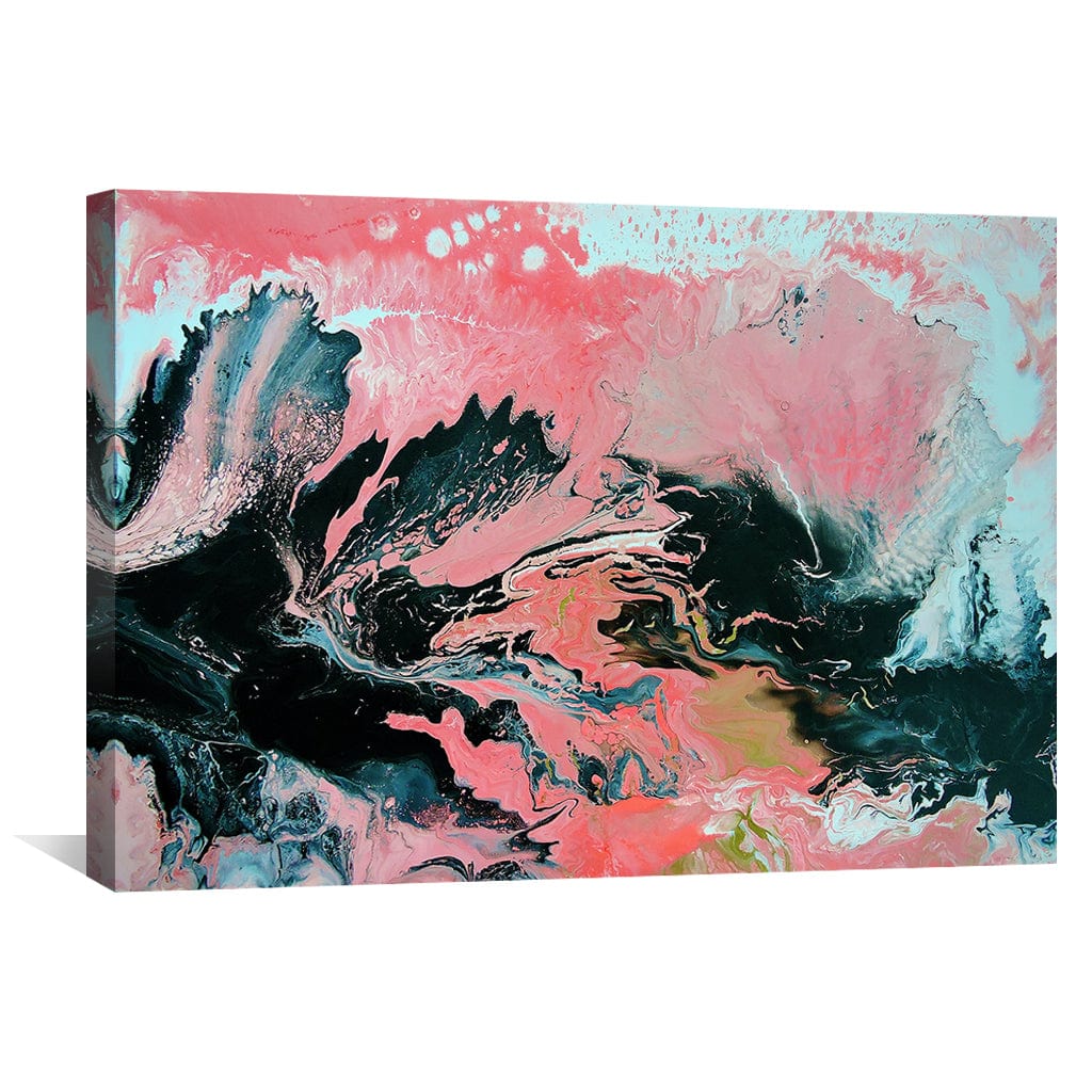 Vibrant Coral Abstract Oil Painting for Home Decor and Wall Art