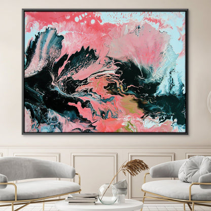 Vibrant Coral Abstract Oil Painting for Home Decor and Wall Art