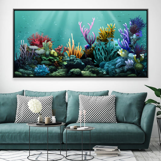 Vibrant Coral Reef Oil Painting - Underwater Paradise Wall Art Decor
