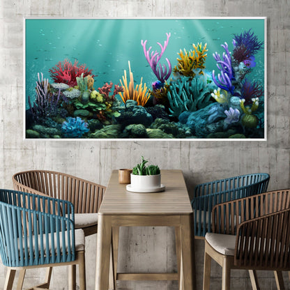 Vibrant Coral Reef Oil Painting - Underwater Paradise Wall Art Decor
