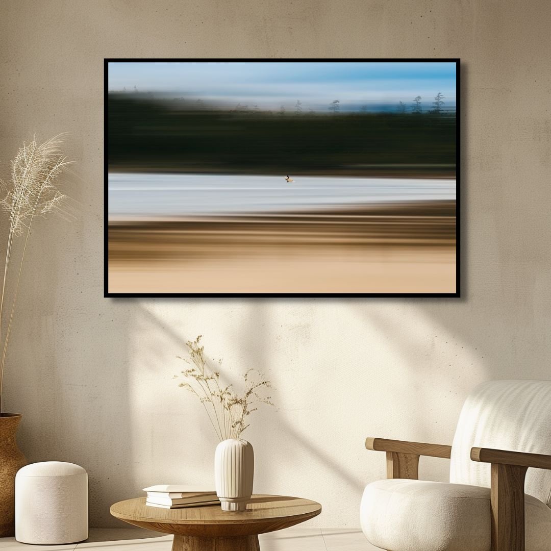 Serene Coastal Landscape Oil Painting for Modern Home Decor