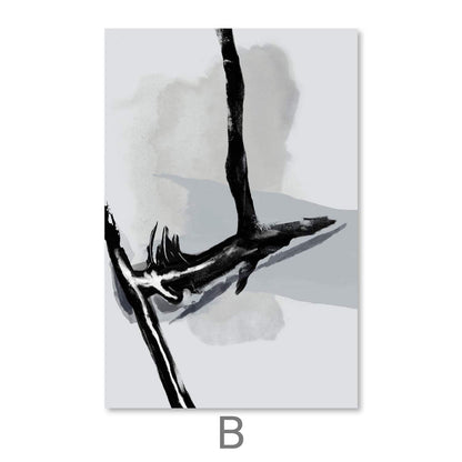 Abstract Cracked Ice Art: Modern Black and White Canvas Painting for Elegant Decor