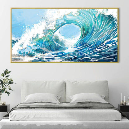 Vibrant Ocean Waves Oil Painting for Coastal Home Decor