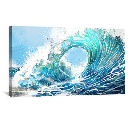 Vibrant Ocean Waves Oil Painting for Coastal Home Decor