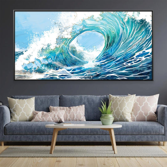 Vibrant Ocean Waves Oil Painting for Coastal Home Decor