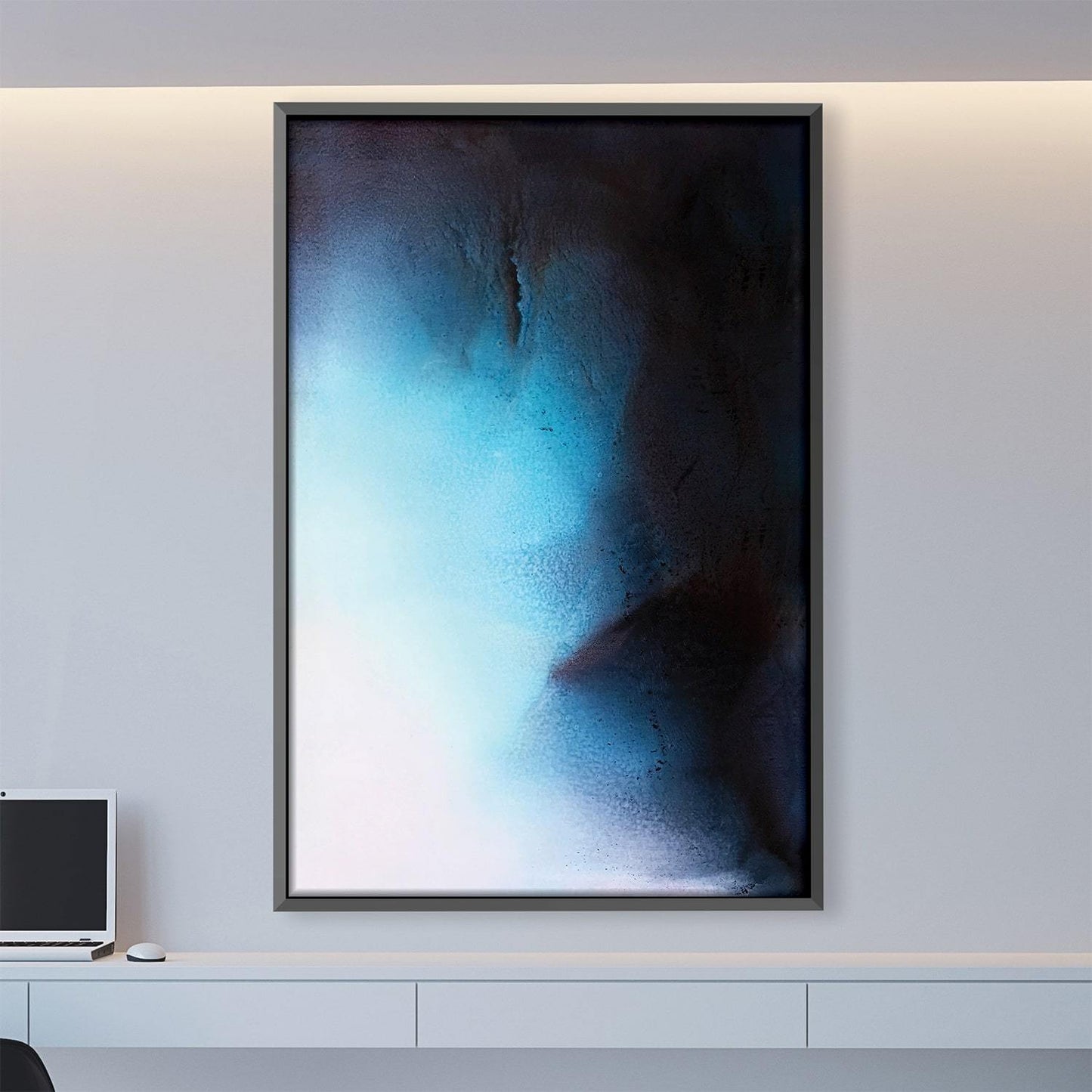 Serene Blue Abstract Oil Painting for Modern Home Decor