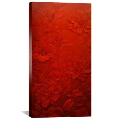 Vibrant Red Floral Oil Painting for Modern Home Decor