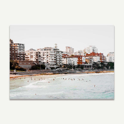 Serene Cronulla Beach Scene with Coastal Waves and Urban Skyline