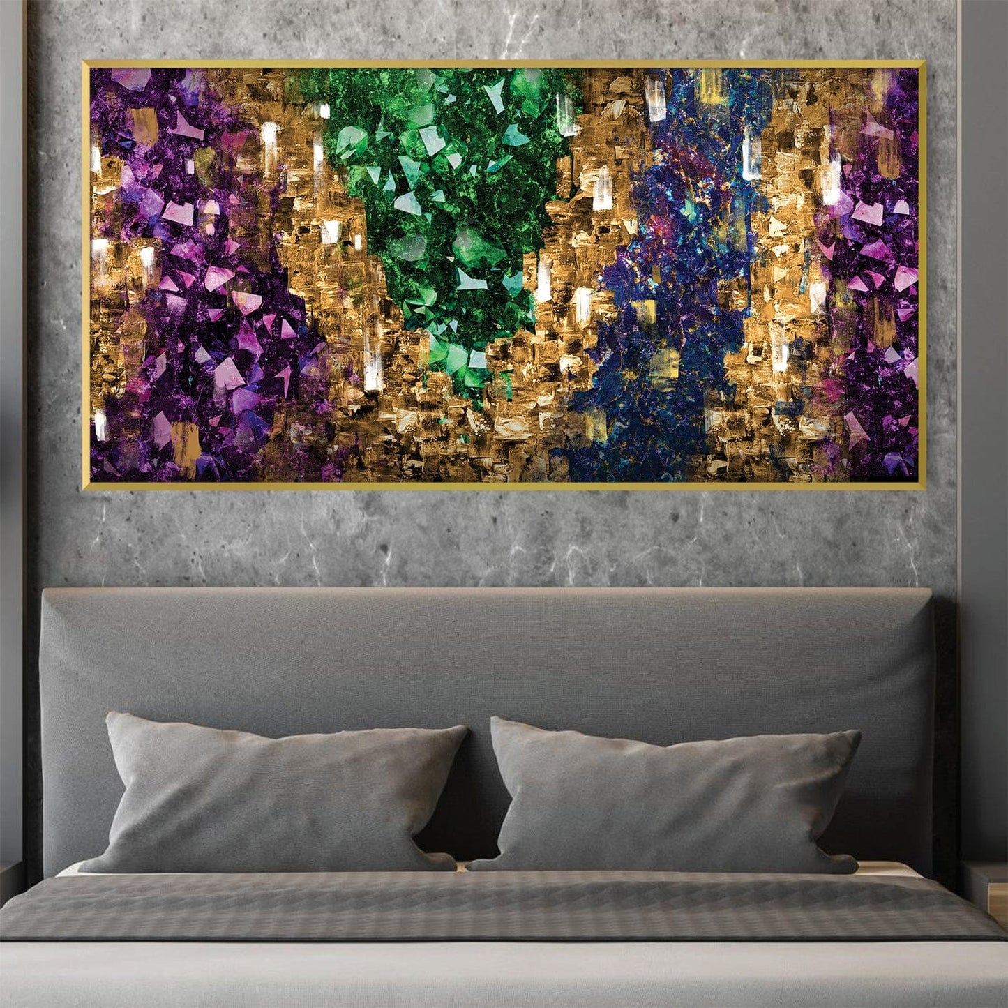 Vibrant Crystal Infusion: Abstract Oil Painting for Modern Home Decor