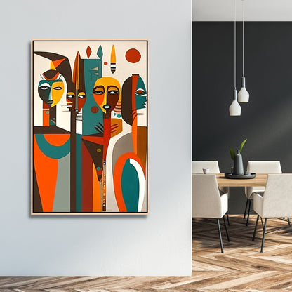 Vibrant Cubist Afro Figures Abstract Wall Art for Modern Home Decor