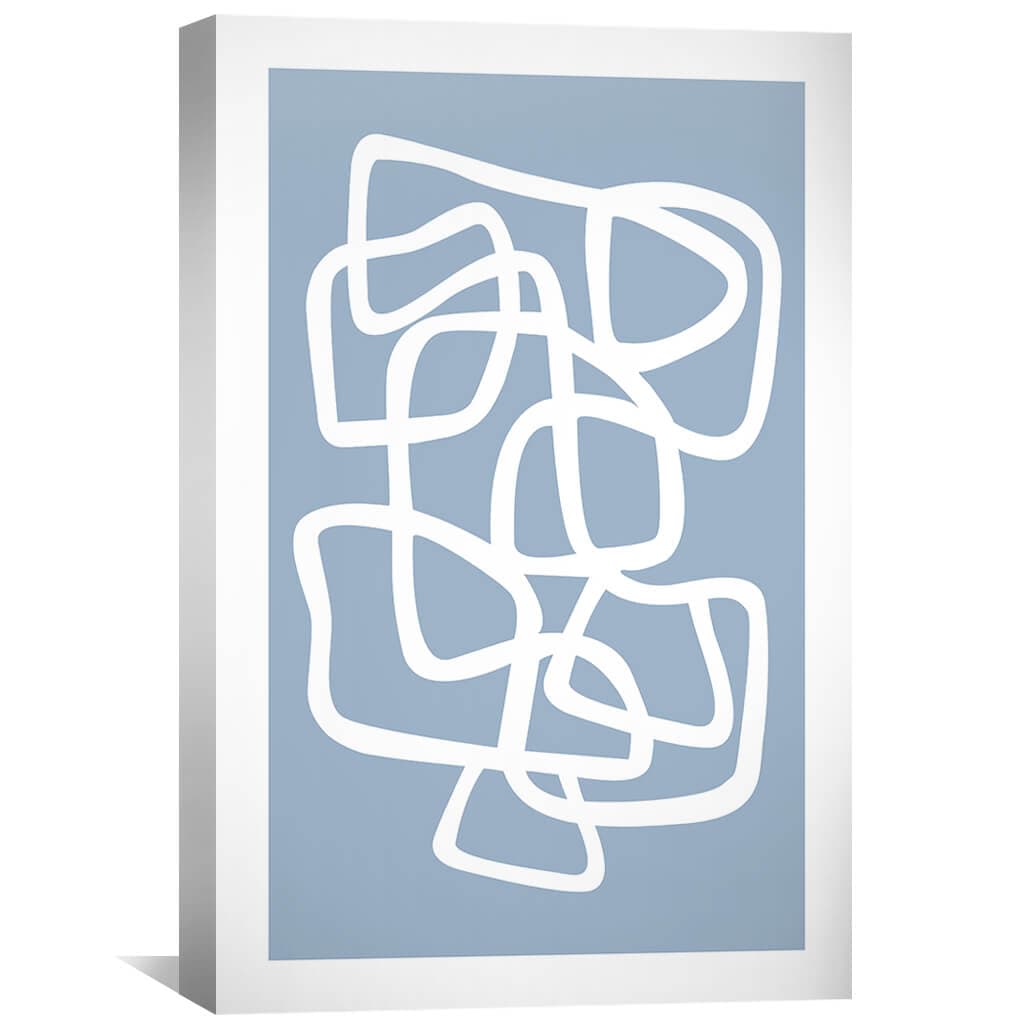 Abstract Curvy Line Art on Blue Canvas for Modern Home Decor