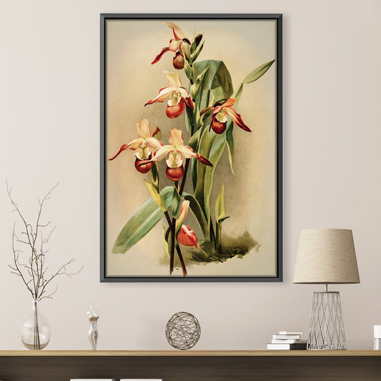Vibrant Cypripedium Orchid Oil Painting for Floral Art Enthusiasts