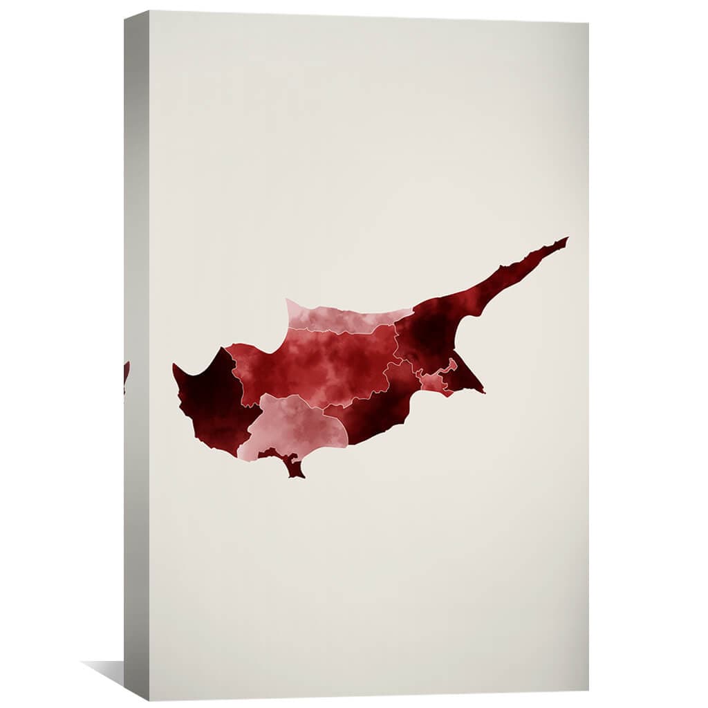 Abstract Cyprus Map Oil Painting - Elegant Home Decor Artwork