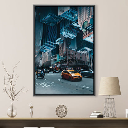 Surreal Upside Down Cityscape Oil Painting for Modern Home Decor