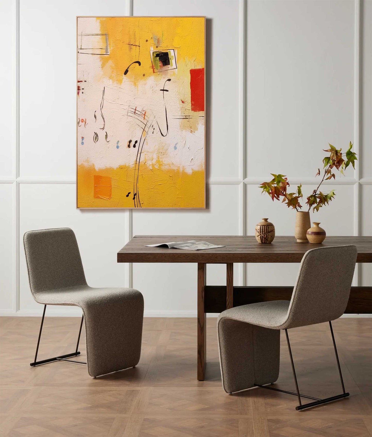 Vibrant Yellow Abstract Oil Painting for Modern Home Decor and Art Enthusiasts