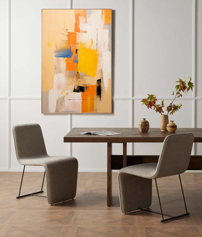 Vibrant Abstract Oil Painting with Bold Colors for Modern Home Décor