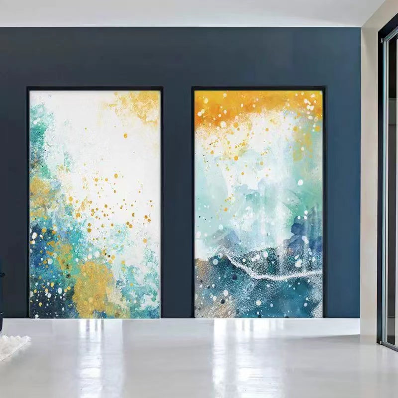 Vibrant Abstract Oil Painting Duo for Modern Home Décor