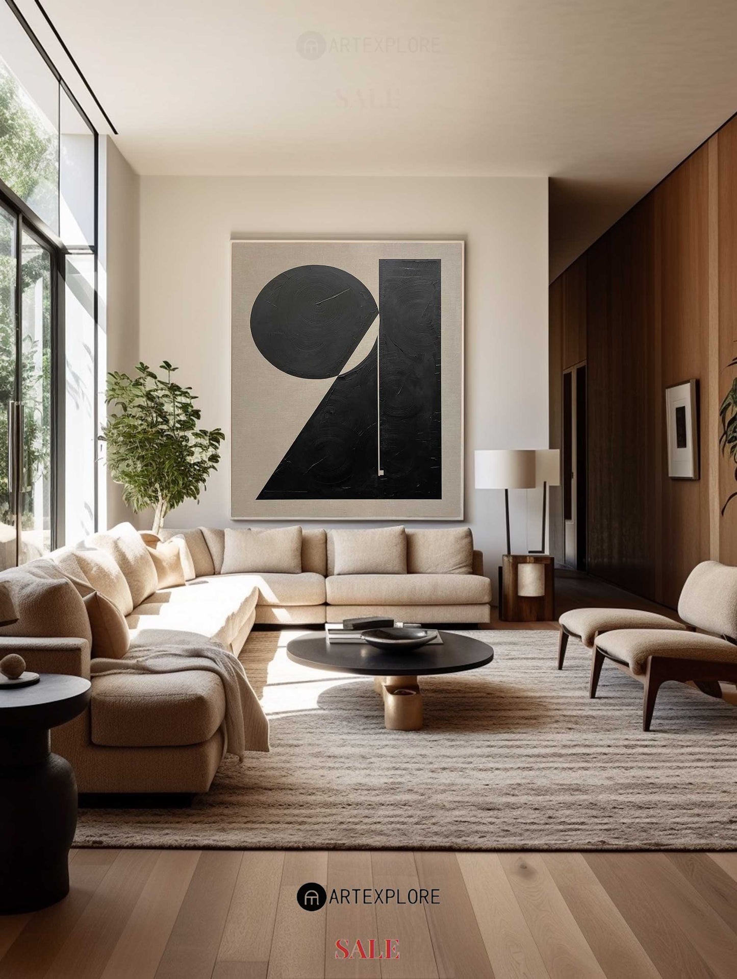 Contemporary Black and White Abstract Oil Painting for Modern Home Decor