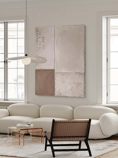 Contemporary Minimalist Oil Painting with Geometric Abstract Design