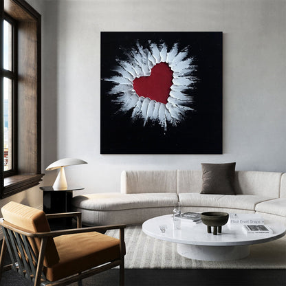 Abstract Heart in Texture - Modern Oil Painting for Unique Home Decor