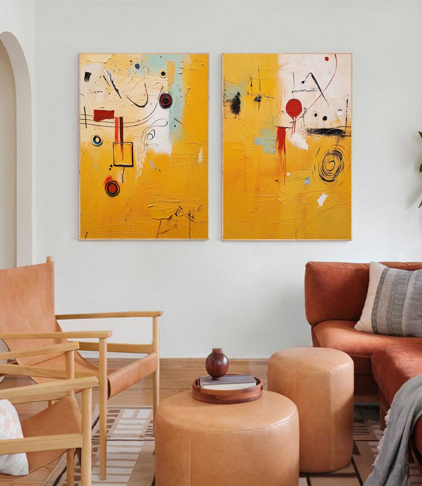 Vibrant Yellow Abstract Oil Painting for Modern Art Lovers