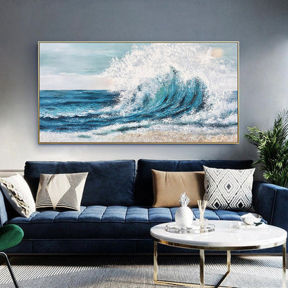 Dynamic Ocean Wave Oil Painting for Coastal Home D√©cor