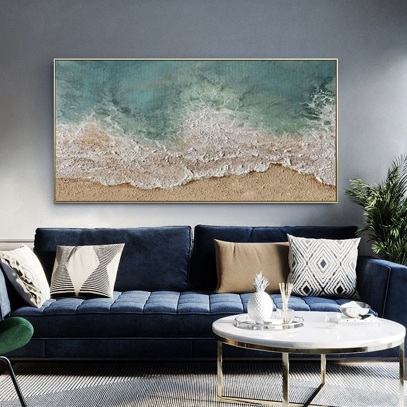 Serene Ocean Wave Art - Coastal Landscape Oil Painting for Home Decor