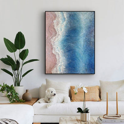 Tranquil Ocean Waves Oil Painting – Coastal Beach Art for Relaxing Home Decor