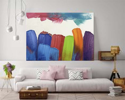 Vibrant Abstract Landscape Oil Painting for Modern Home Decor