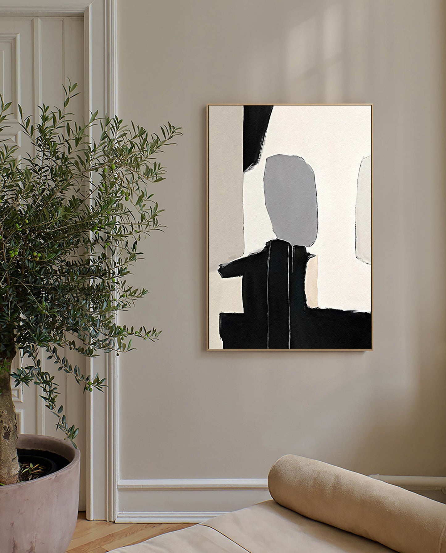 Modern Minimalist Geometric Oil Painting for Contemporary Home Decor