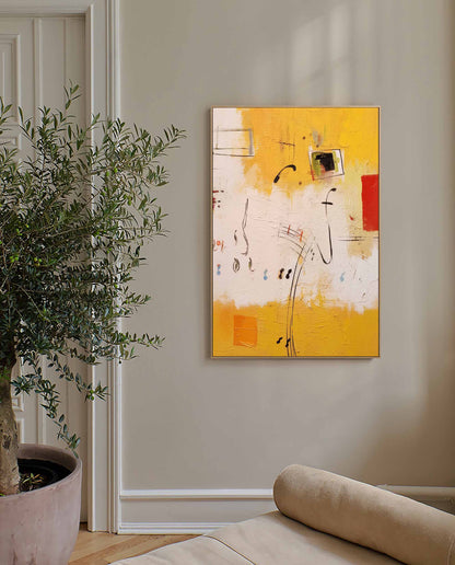 Vibrant Yellow Abstract Oil Painting for Modern Home Decor and Art Enthusiasts