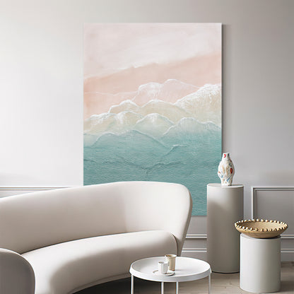 California Pink Blue Waves Coast Shore Oil Painting 116CP