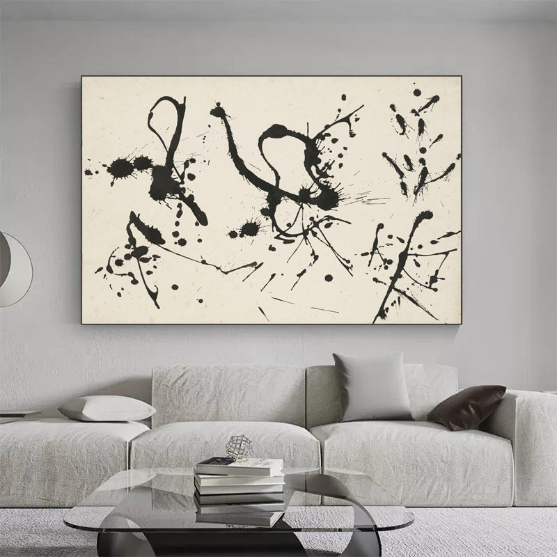 Abstract Black and White Oil Painting for Modern Home Decor