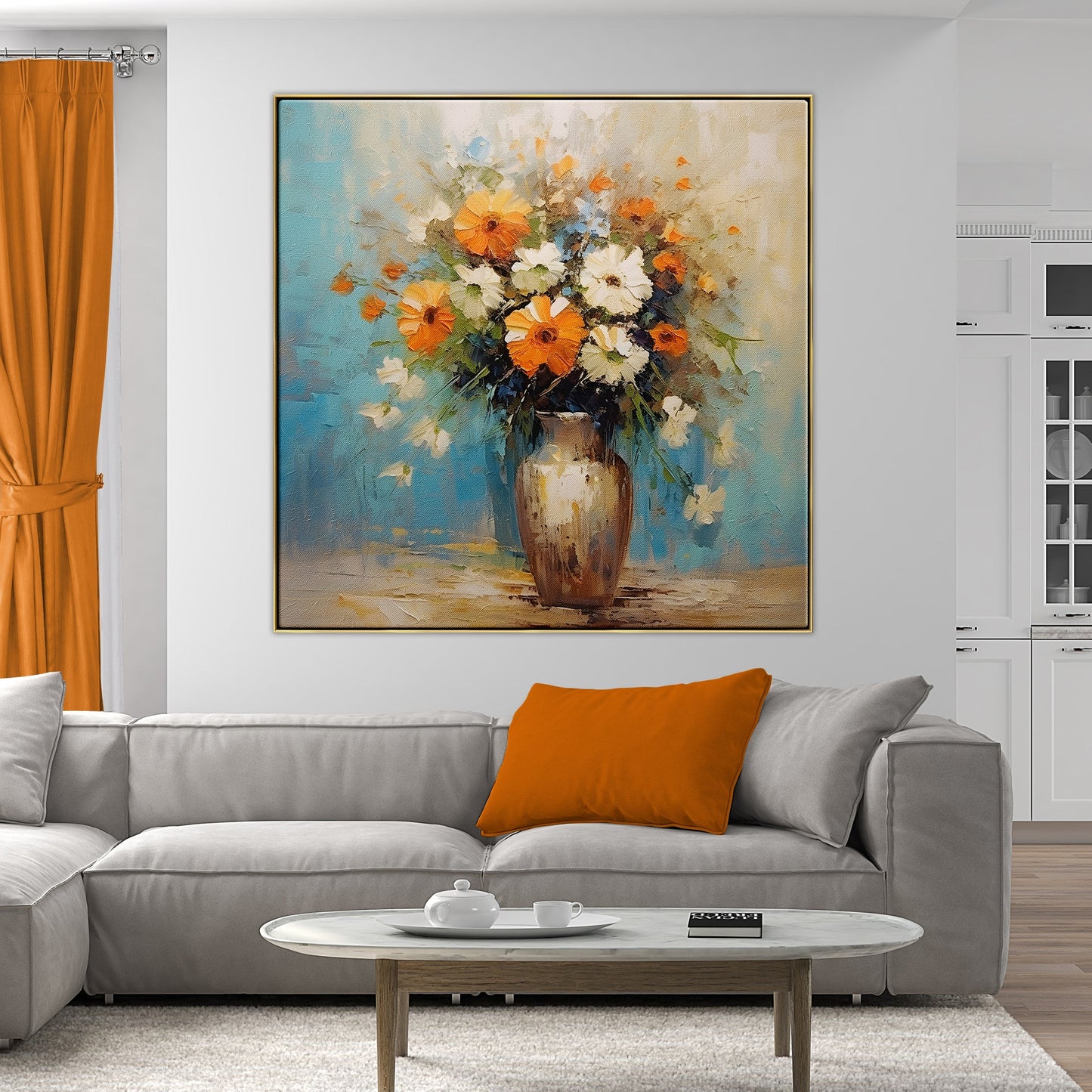 Vibrant Spring Floral Bouquet in Elegant Vase - Home Decor Oil Painting