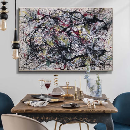 Abstract Expressionist Oil Painting with Vibrant Colors and Dynamic Brushstrokes